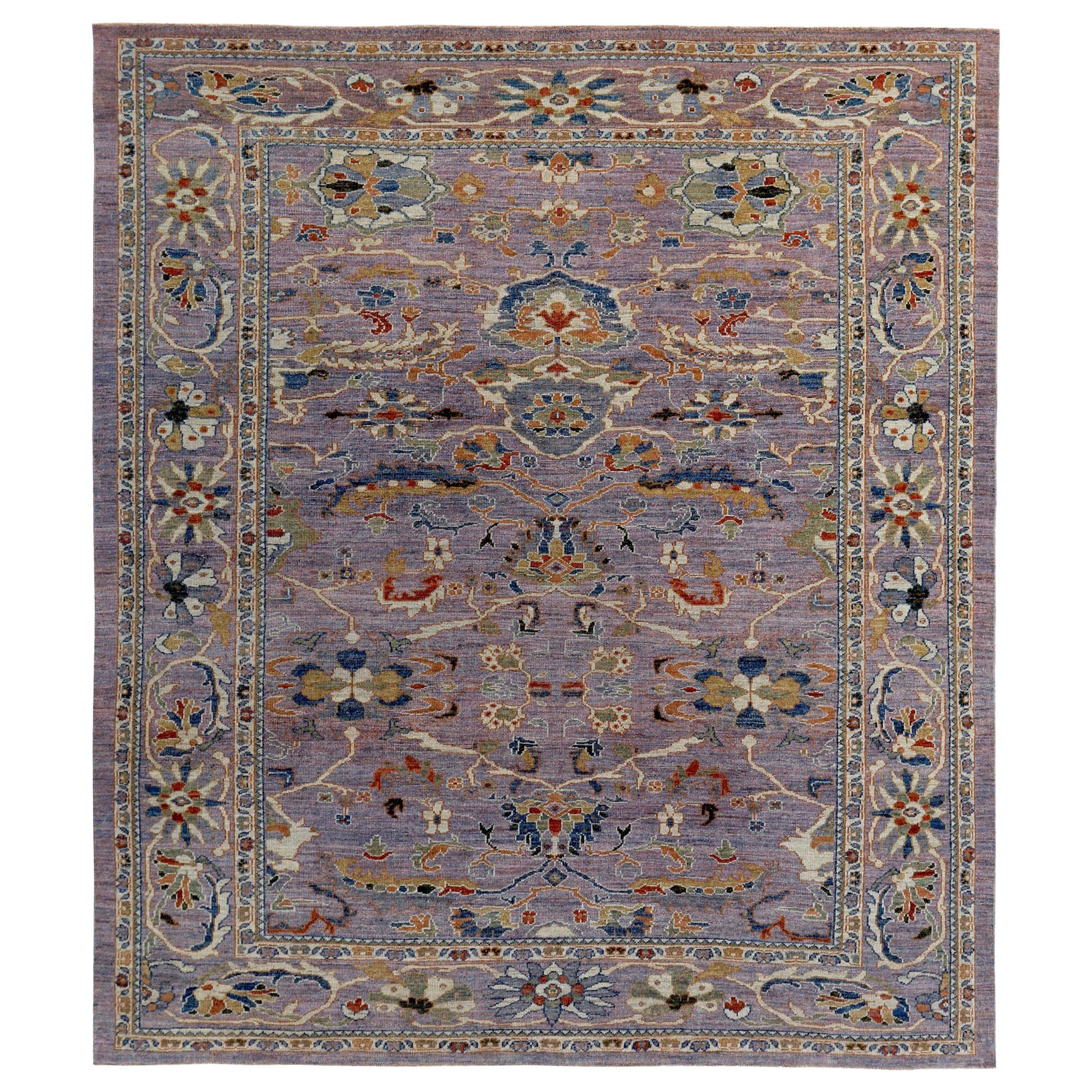 Persische Sultanabad-Teppiche Circa 1990 - Wolle Elfenbeinfarbenes Reversmuster - 89546 im Angebot