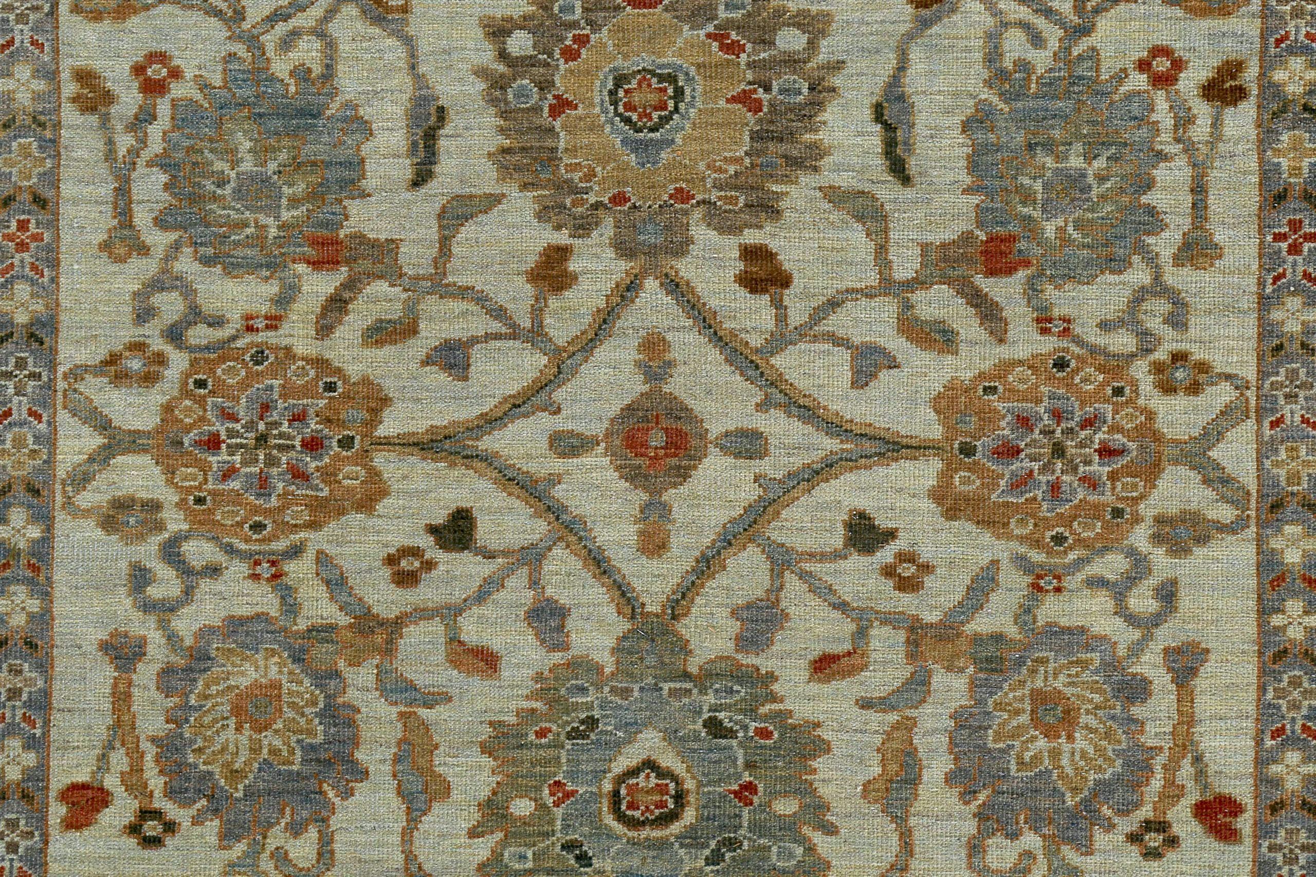 Persische Sultanabad-Teppiche - Wolle Blau Elfenbein Design - 89279 (Irakisch) im Angebot