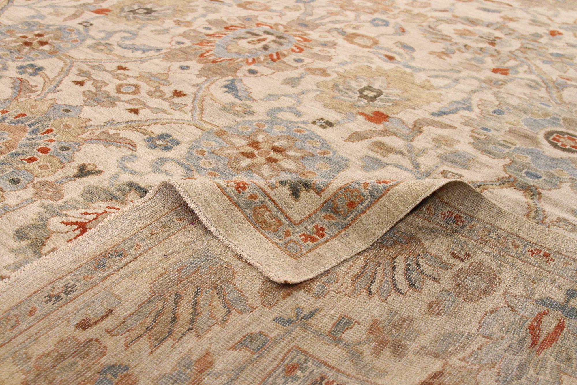 Persische Sultanabad Bereich Teppiche - Wolle Blau Elfenbein Gelb Design - 69027 im Zustand „Hervorragend“ im Angebot in Dallas, TX