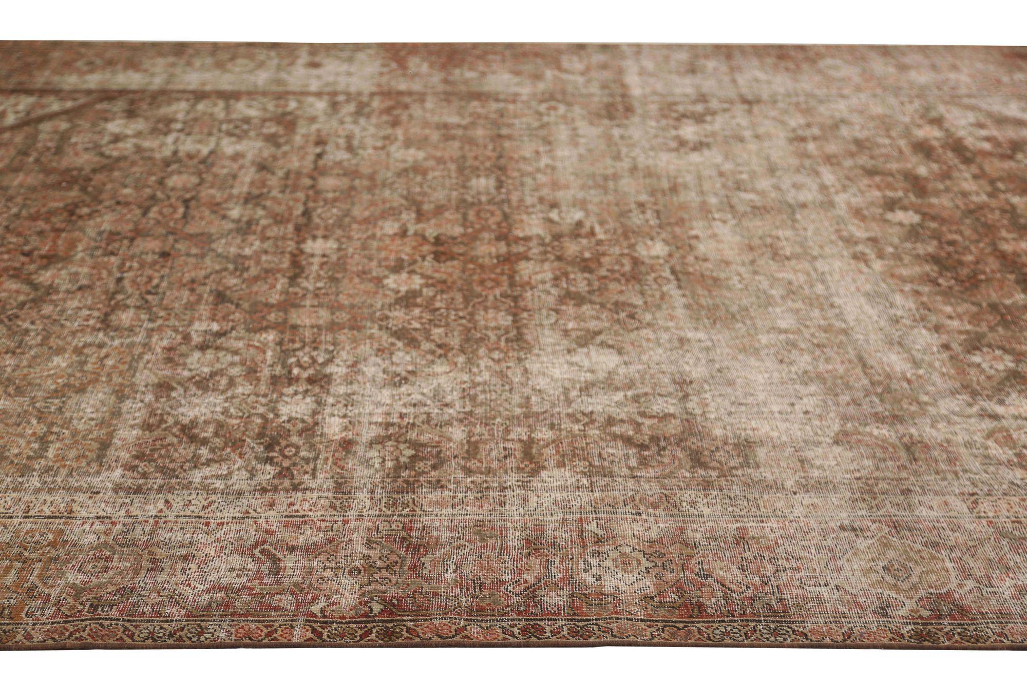 Alfombras Persas Sultanabad Rugs - Lana Marrón Diseño Verde - 96816 siglo XX en venta