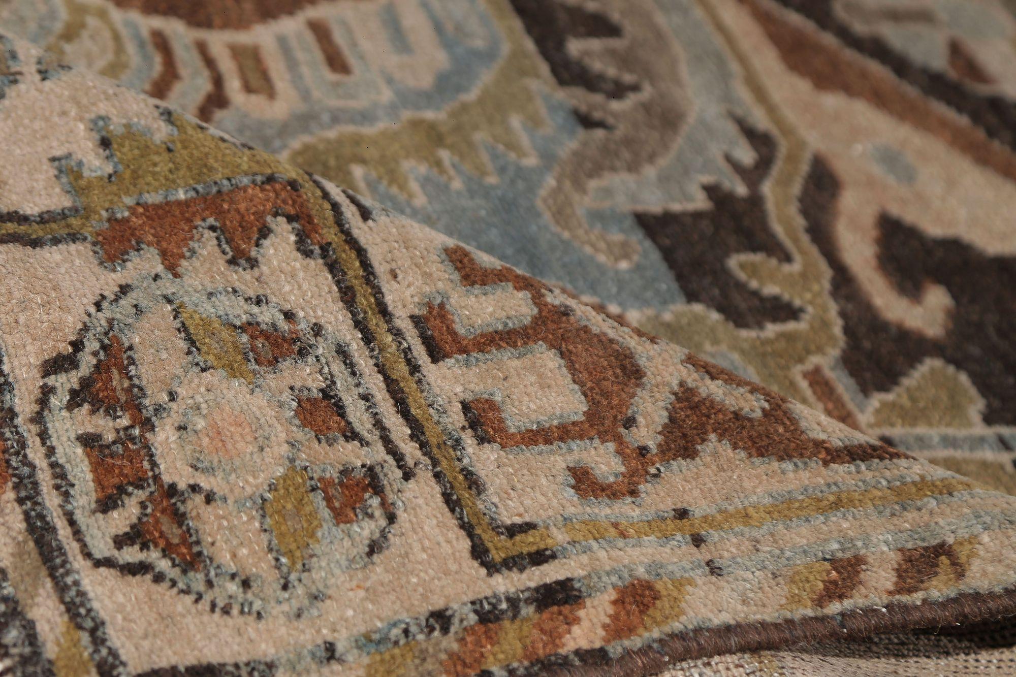 Persische Sultanabad Teppiche - Wolle Braun Elfenbein Hellblau - 98028 im Zustand „Hervorragend“ im Angebot in Dallas, TX