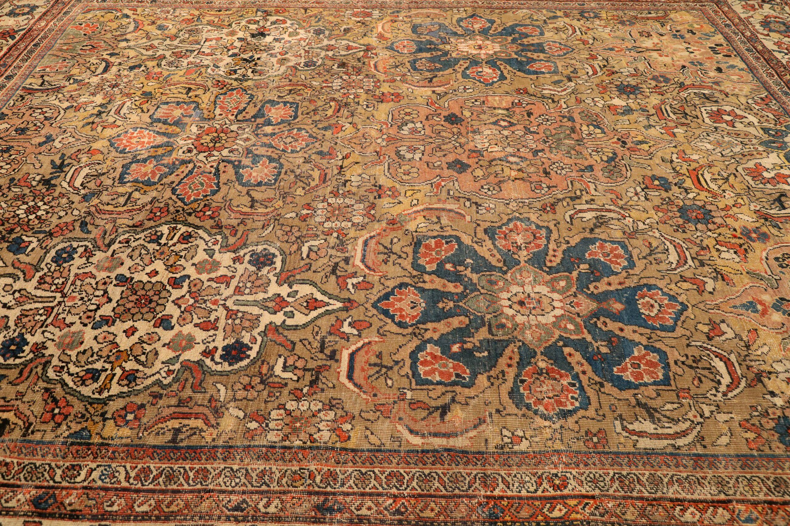Persische Sultanabad Teppiche - Wolle Braun Elfenbein Rosa Design - 93673 (20. Jahrhundert) im Angebot