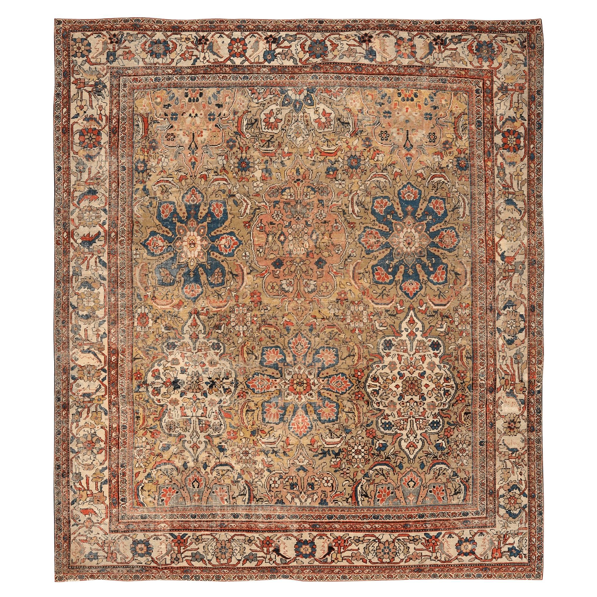 Persische Sultanabad Teppiche - Wolle Braun Elfenbein Rosa Design - 93673 im Angebot