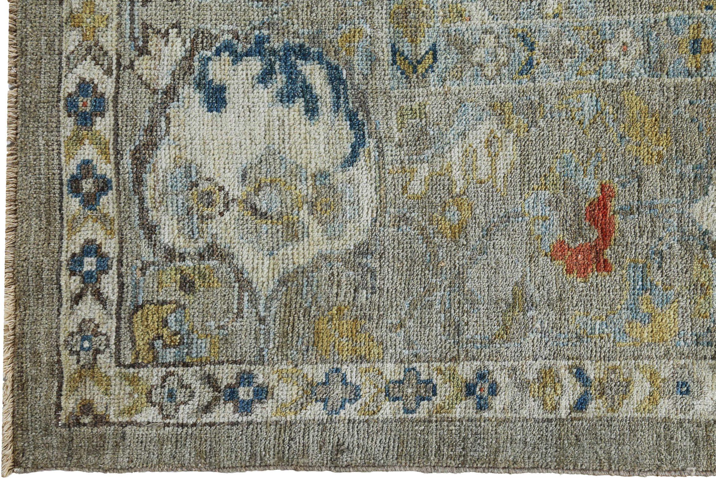 Persische Sultanabad Bereich Teppiche - Wolle Grau Elfenbein Gelb Design - 89273 im Zustand „Hervorragend“ im Angebot in Dallas, TX