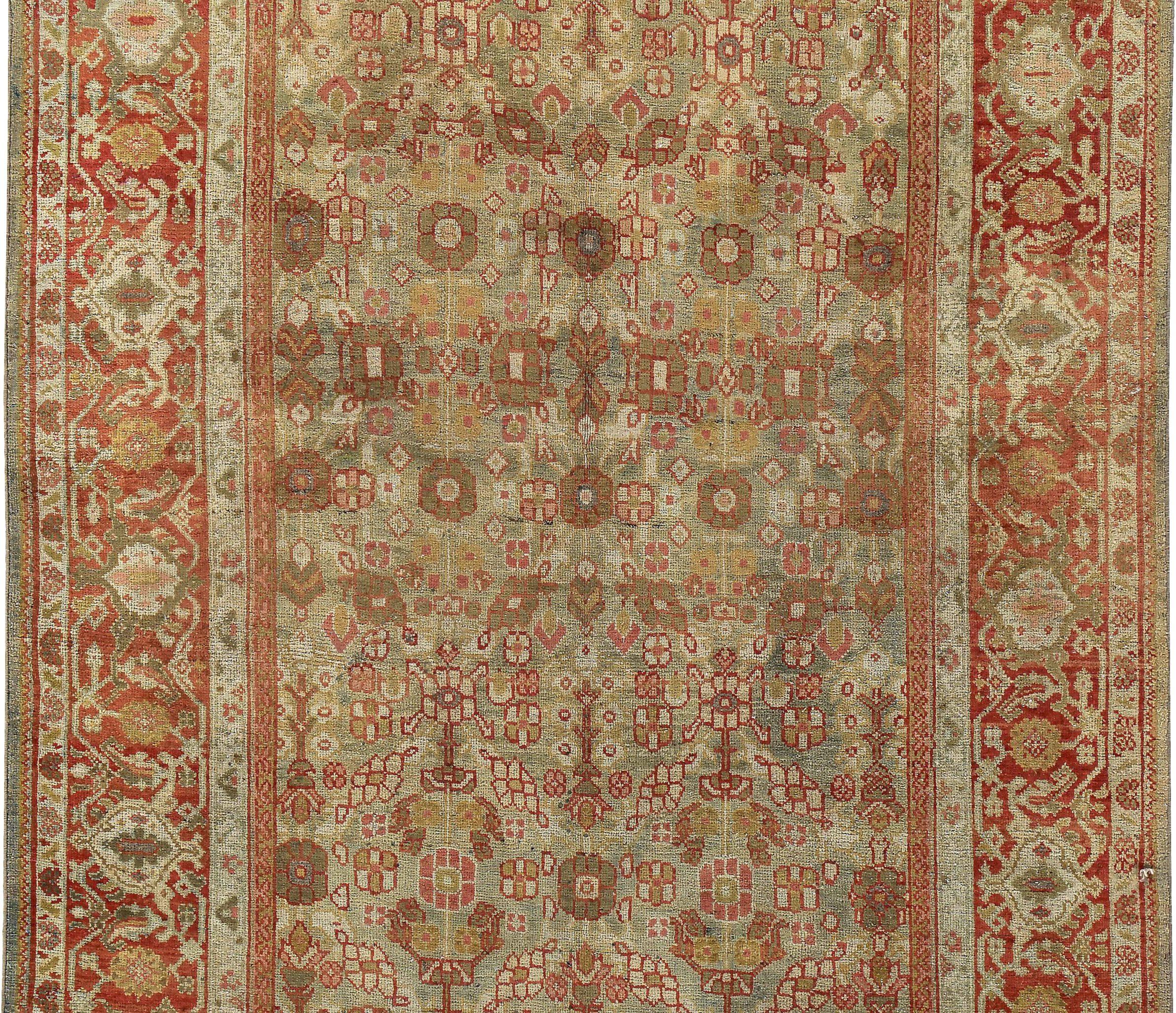 Persische Sultanabad-Teppiche - Wolle Grün Elfenbein Rot Design - 89665 (Irakisch) im Angebot