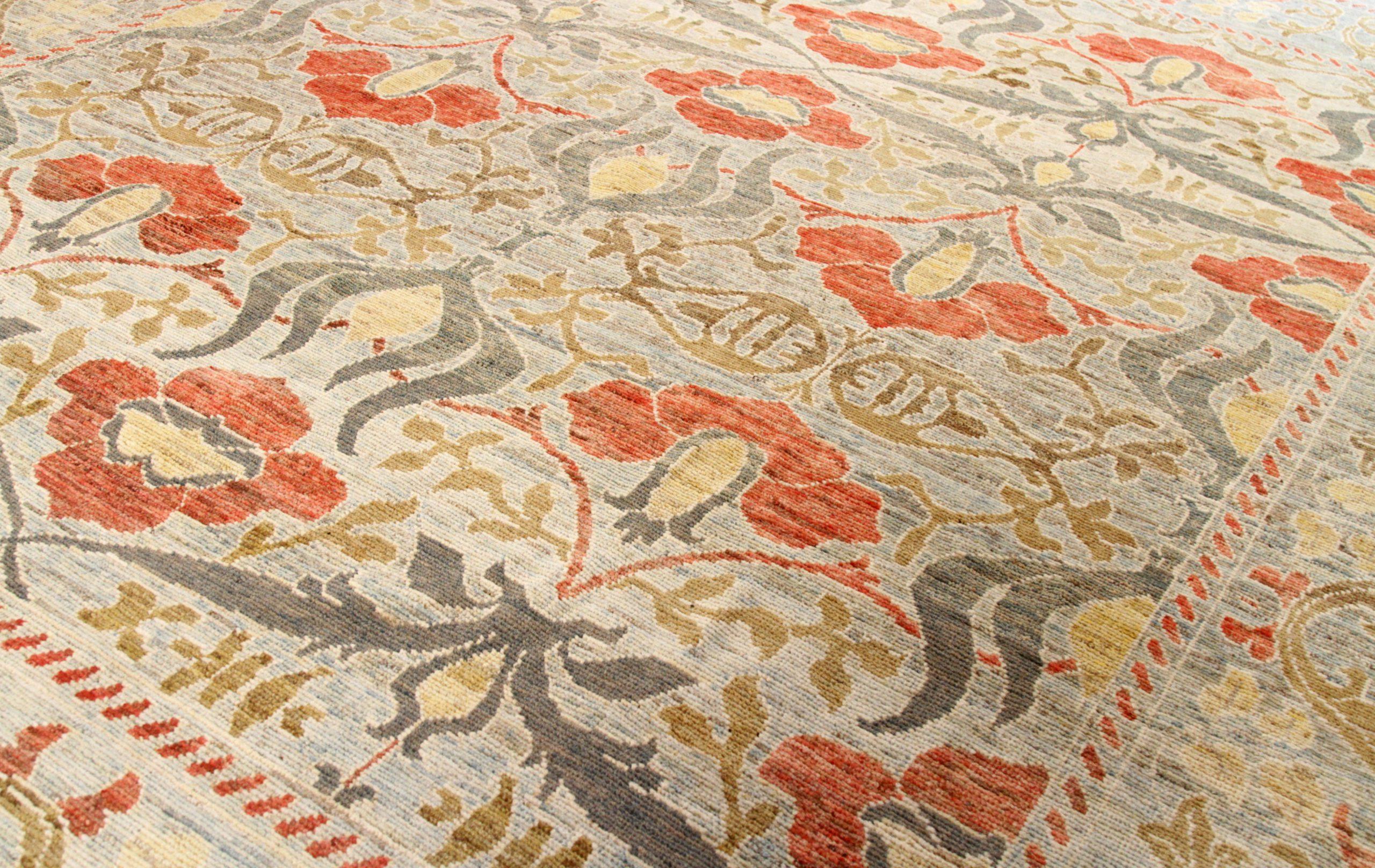 Iracheno Tappeti persiani Sultanabad Rugs - Lana Verde Avorio Rosso Giallo - 88237 in vendita