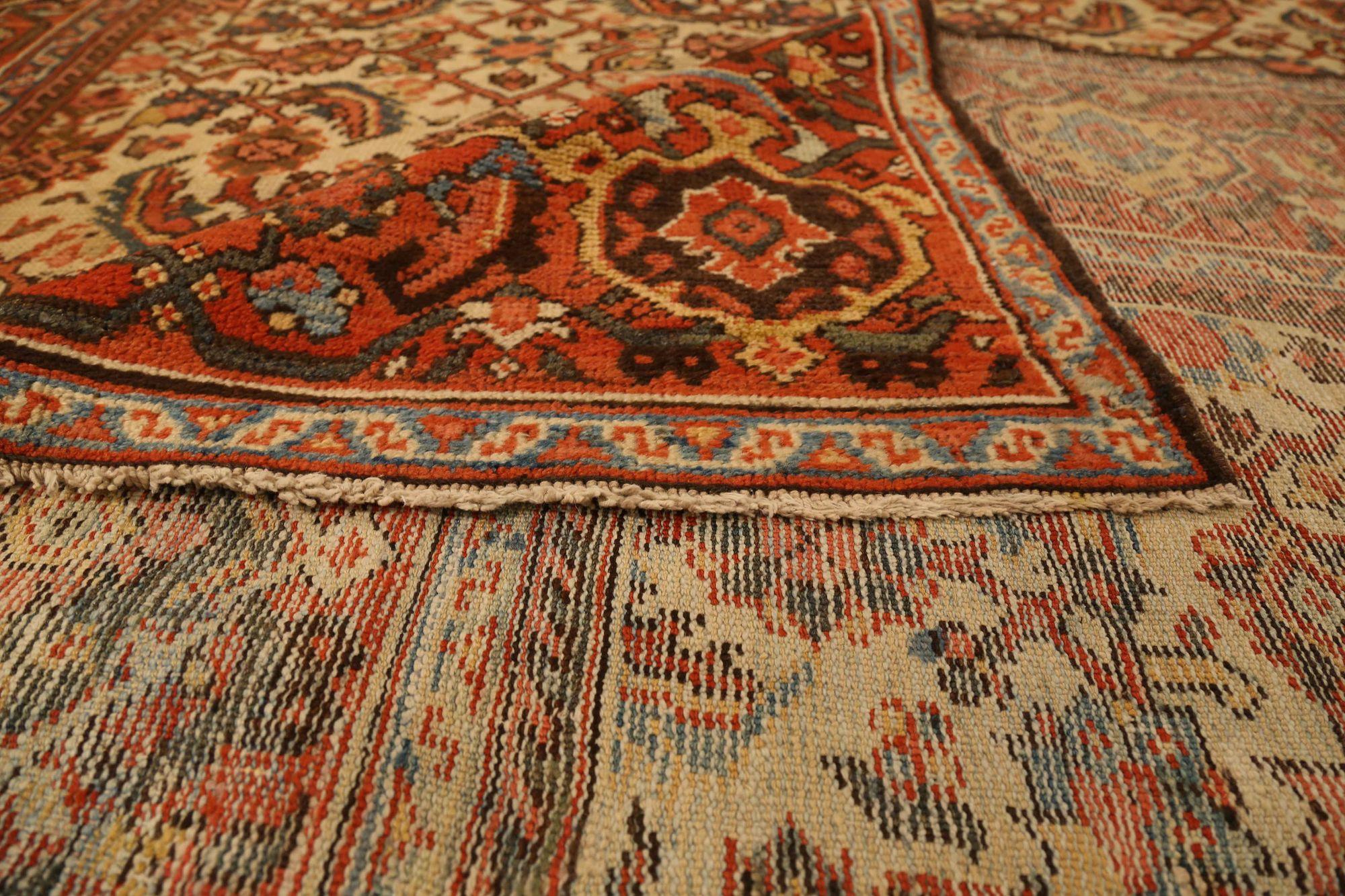 Persische Sultanabad-Teppiche aus Wolle – elfenbein-rotes Design – 71130 (Irakisch) im Angebot