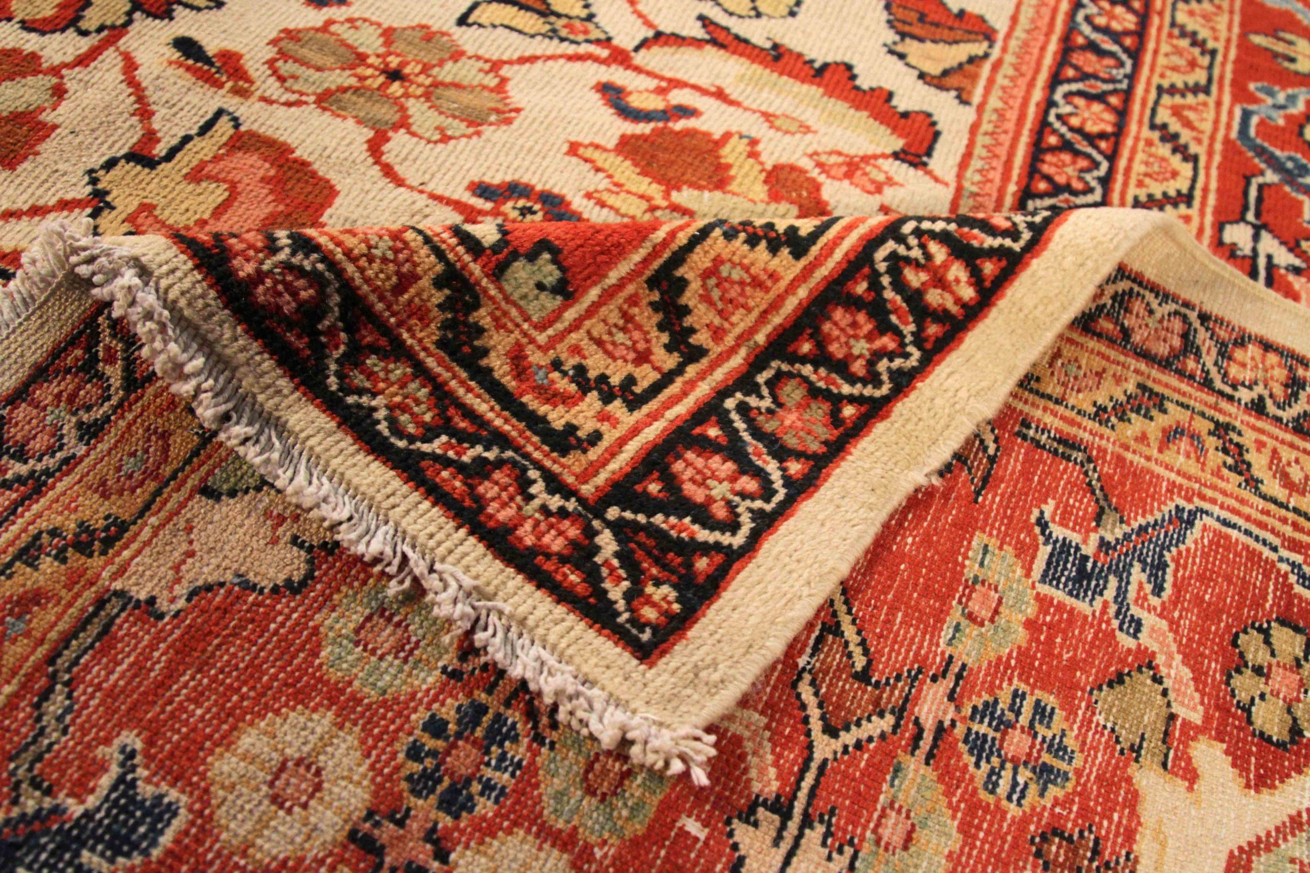 Persische Sultanabad-Teppiche aus Wolle – elfenbein-rotes Design – 88003 im Zustand „Hervorragend“ im Angebot in Dallas, TX