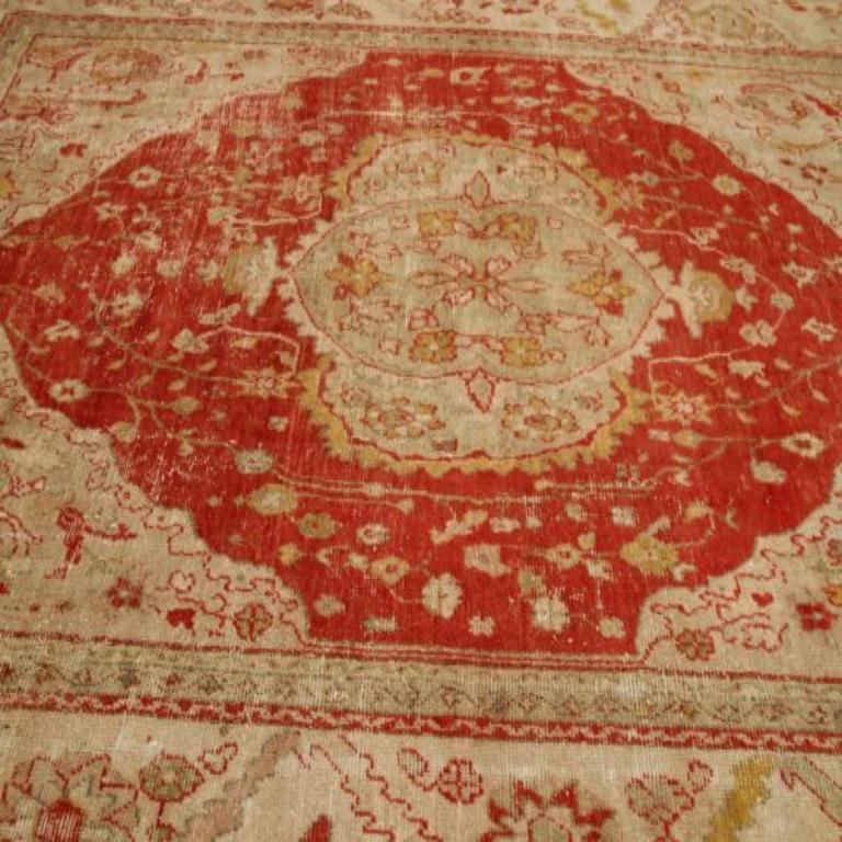 Persische Sultanabad Teppiche - Wolle Elfenbein Rot Gelb Design - 90009 (Irakisch) im Angebot