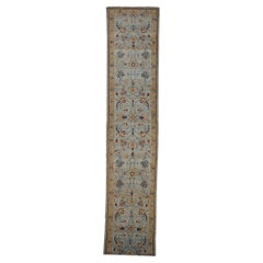 Persian Sultanabad Masters 3x25 Light Blue & Gold Handmade Runner Rug