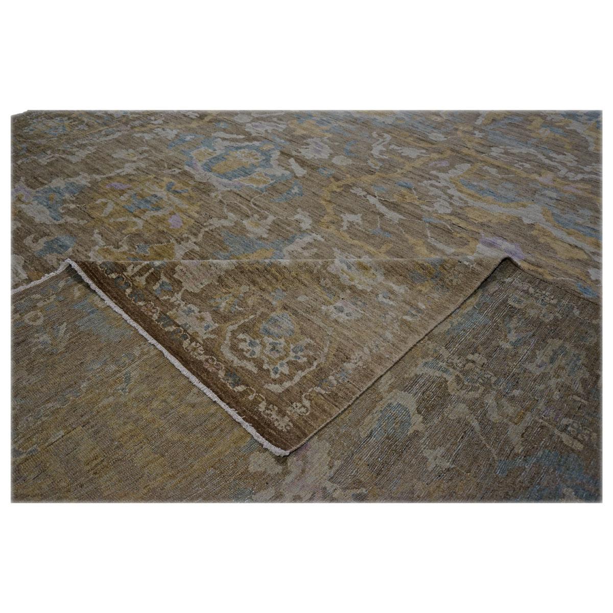 Persian Sultanabad Masters Collection 12 x 15 Brown, Light Blue, Gold (Wolle) im Angebot