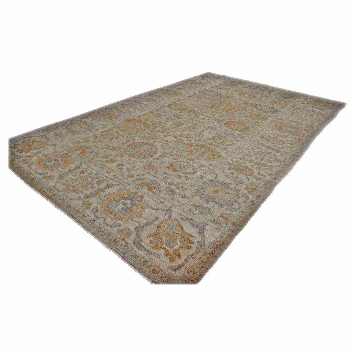 Persisch Sultanabad Masters Wolle 10 x 14 Orange, Hellblau & Grau Handgefertigt (Handgeknüpft) im Angebot