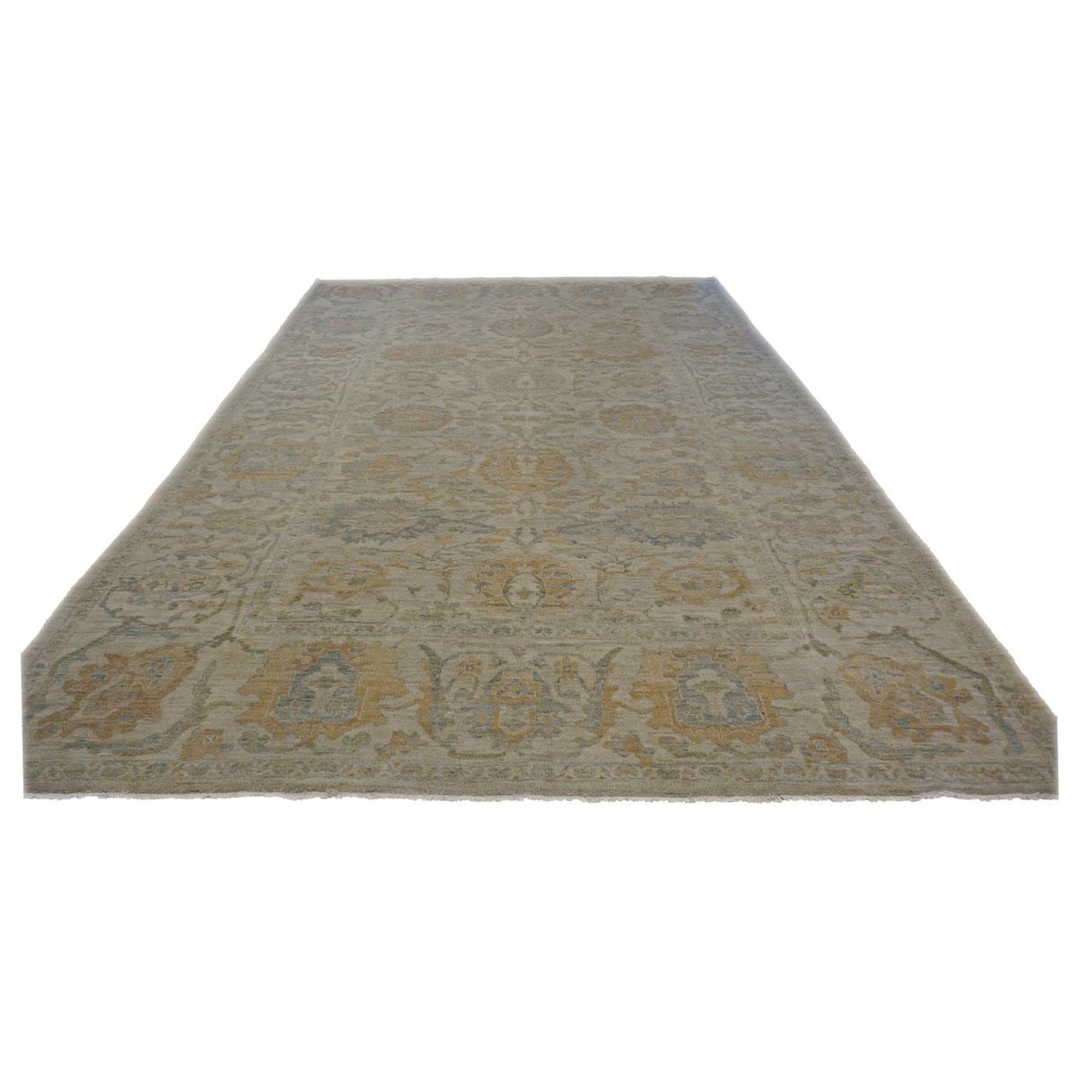 Persisch Sultanabad Masters Wolle 10 x 14 Orange, Hellblau & Grau Handgefertigt im Angebot 2