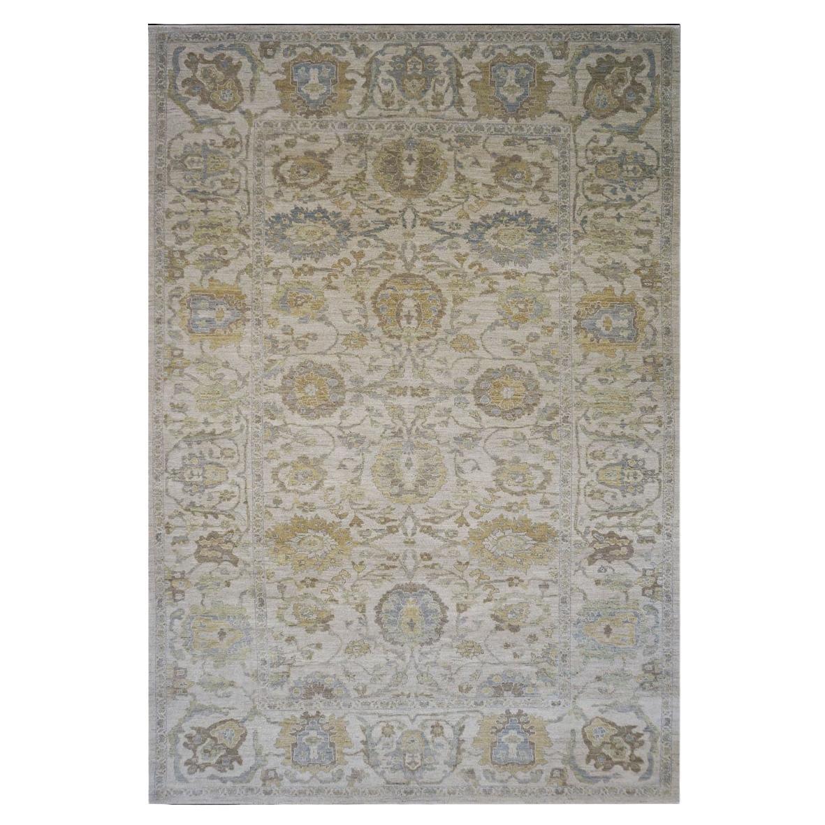 Persian Sultanabad Masters Wool 10 x 14 Ivory, Light Blue & Gray Handmade