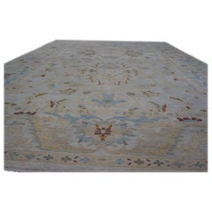 Vintage Persian Sultanabad Wool 10x14 Light Blue & Ivory Handmade Area Rug