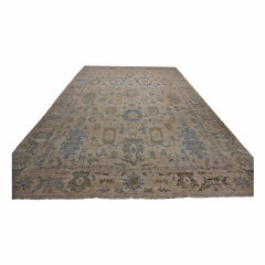 Vintage Persian Sultanabad Wool 12x18 Light Blue & Brown Handmade Area Rug