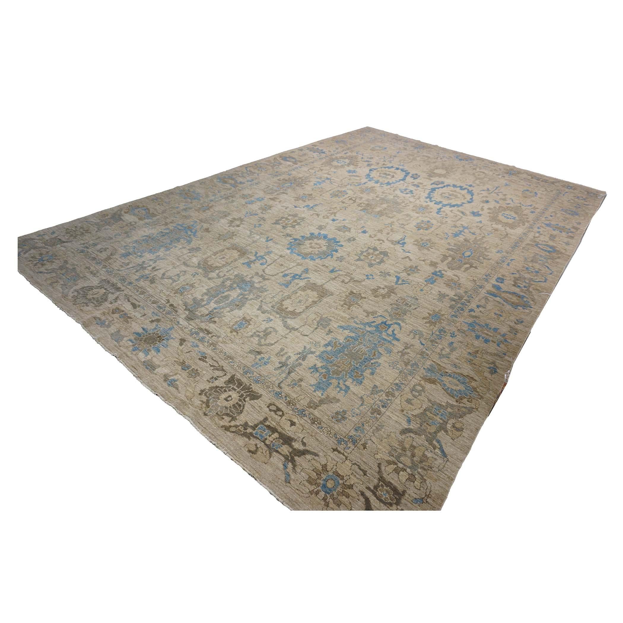 Persisch Sultanabad Masters Wolle 12 x 18 Hellblau, Beige, & Braun Handgefertigt Bereich (Handgeknüpft) im Angebot