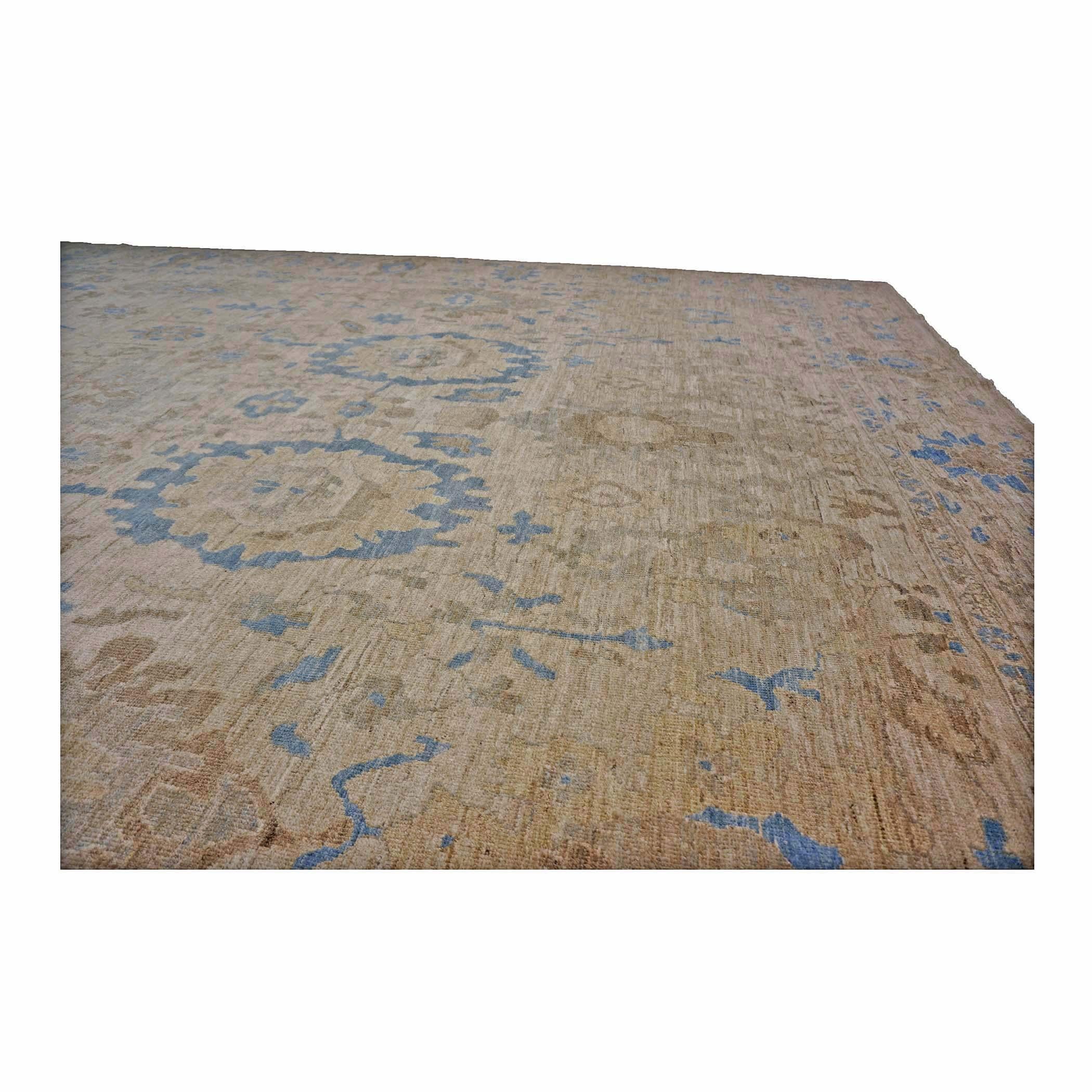 Persisch Sultanabad Masters Wolle 12 x 18 Hellblau, Beige, & Braun Handgefertigt Bereich im Angebot 1