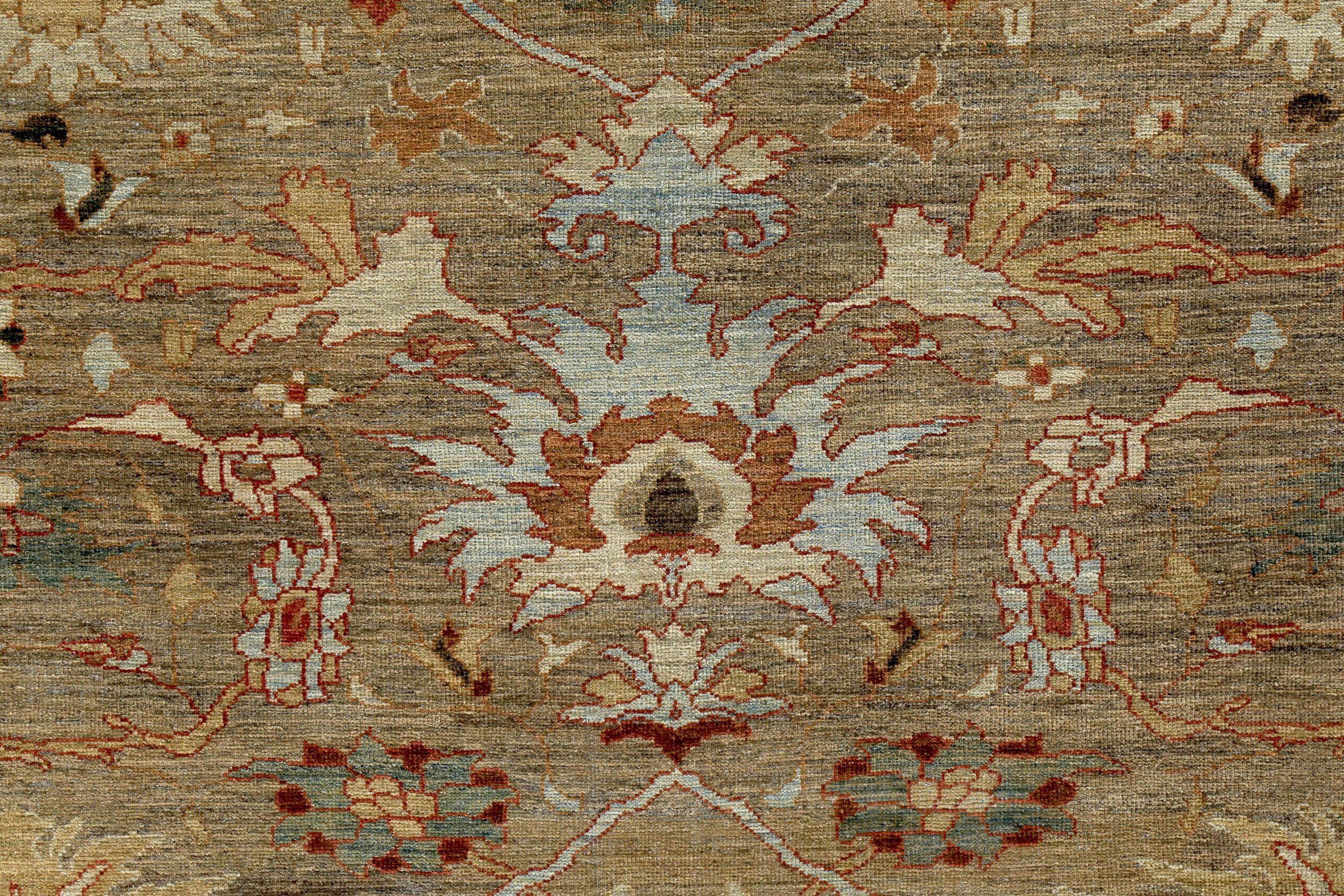 Alfombra Persa Sultanabad Rugs Circa 1880 - Lana Marrón Diseño Marfil - 89557 Tejido a mano en venta