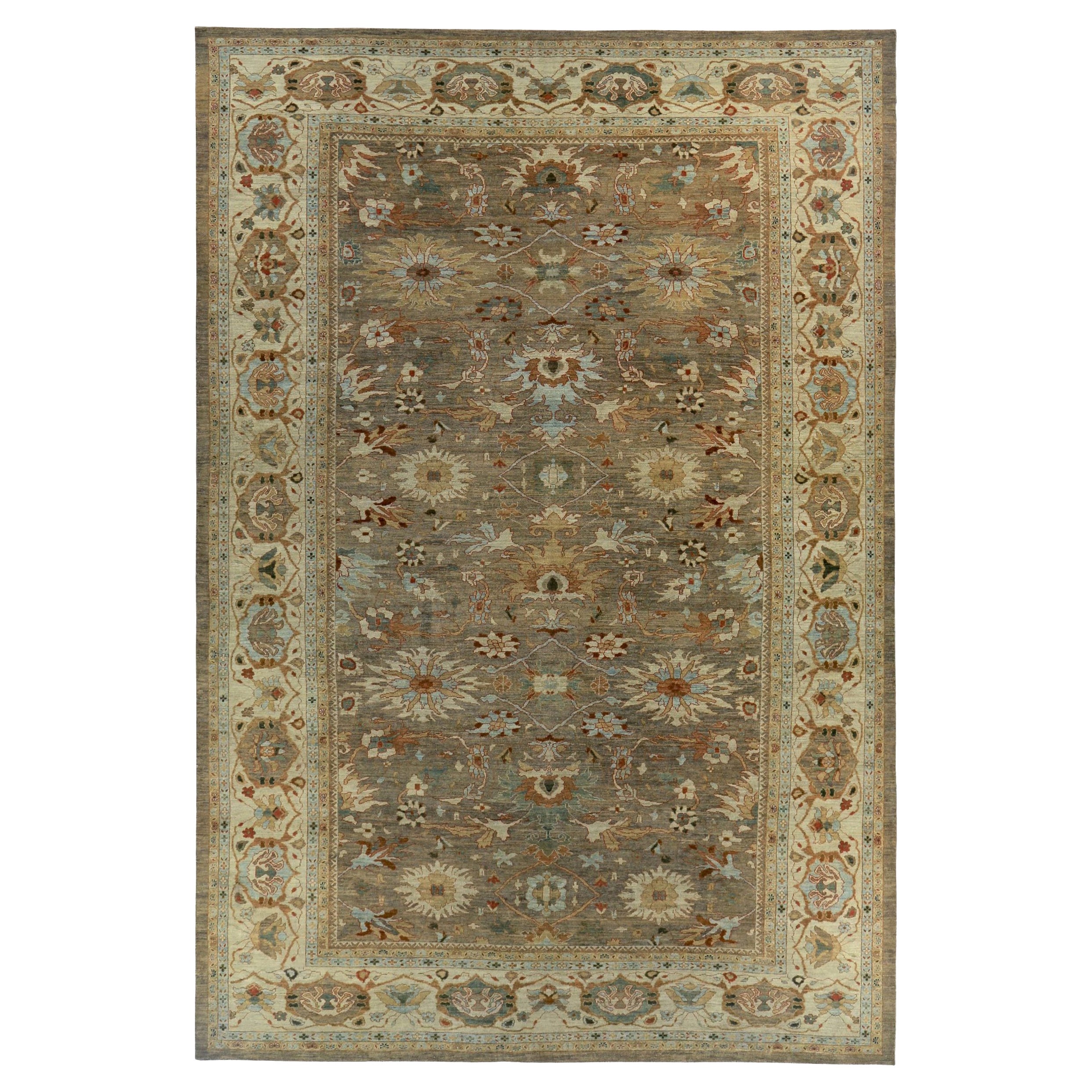 Alfombra Persa Sultanabad Rugs Circa 1880 - Lana Marrón Diseño Marfil - 89557 en venta
