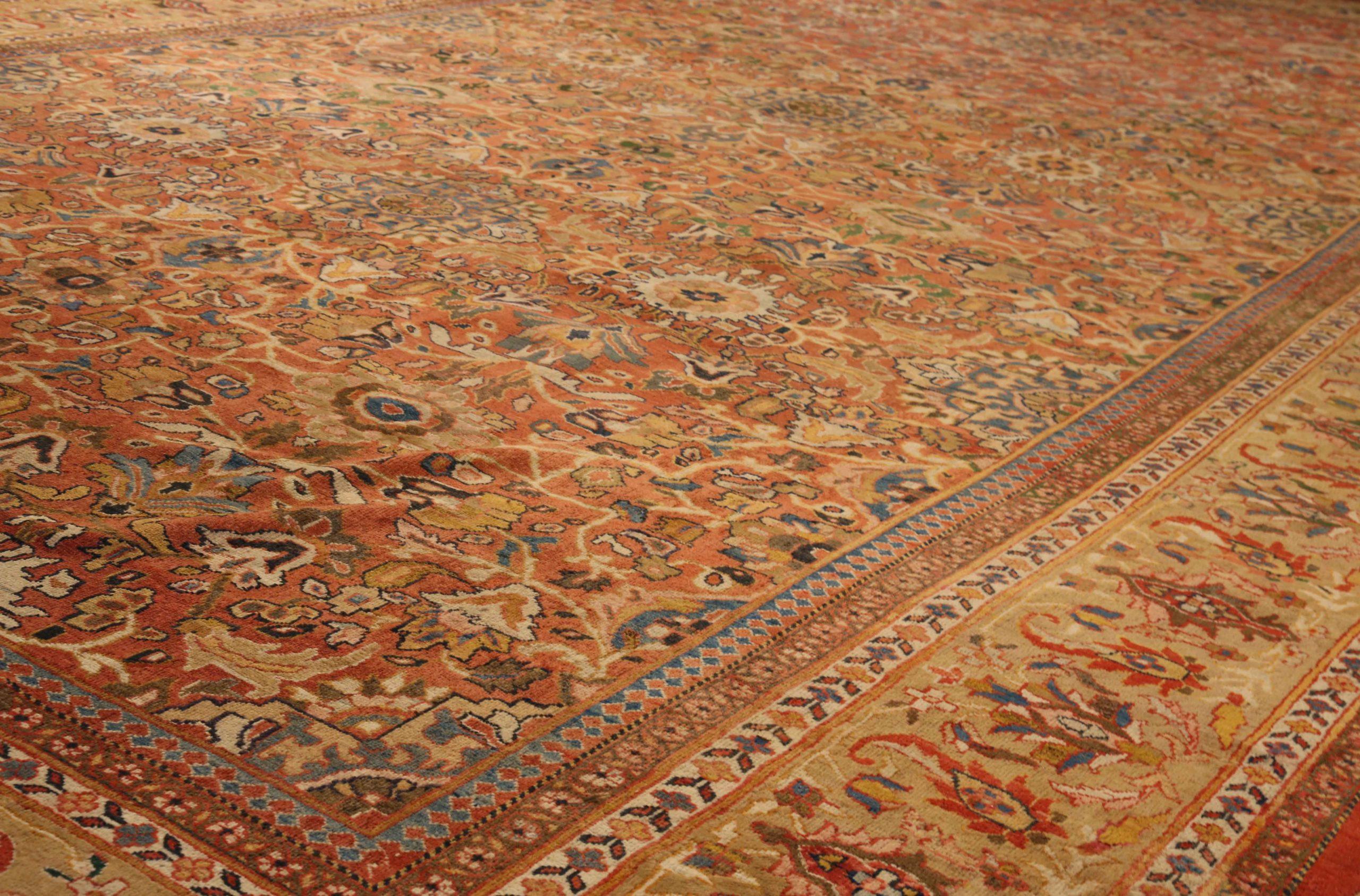Persischer Sultanabad Over Size Teppich CIRCA 1880 - Wolle Grün Rot Gelb 72802 im Zustand „Hervorragend“ im Angebot in Dallas, TX