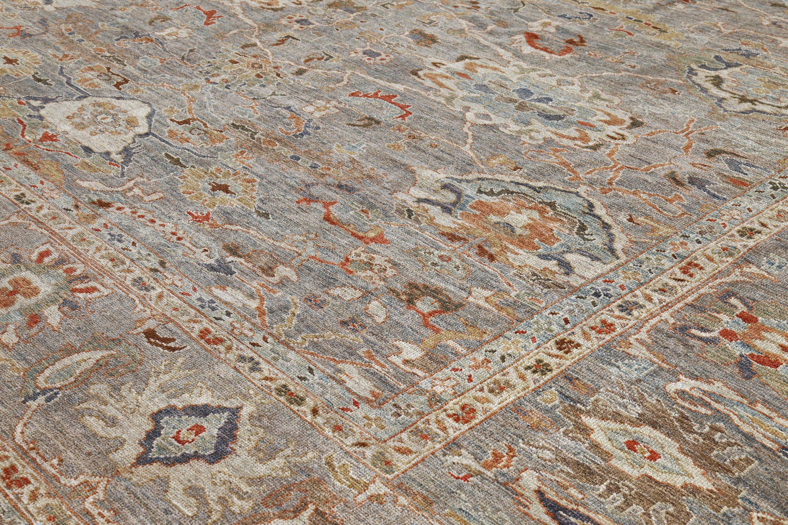 Persischer Sultanabad Over Size Teppich CIRCA 1910 - Wolle Grau Elfenbein Design - 89508 im Zustand „Hervorragend“ im Angebot in Dallas, TX