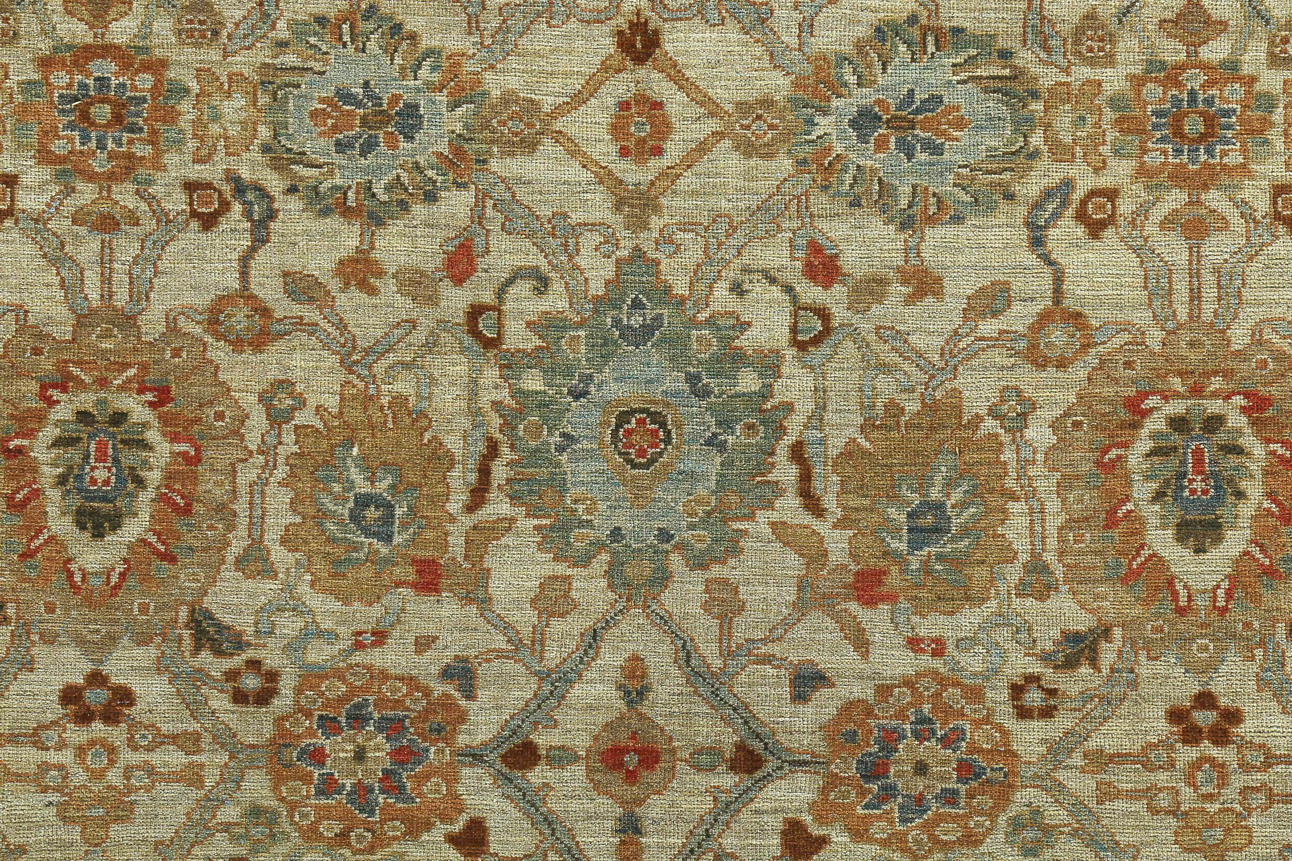 Persischer Sultanabad Over Size Teppich CIRCA 1990 - Wolle Blau Braun Elfenbein - 89098 (Asiatisch) im Angebot