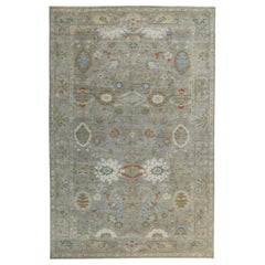 Persischer Sultanabad Übergroßer Teppich Circa 1990 - Wolle graues Design - 89354