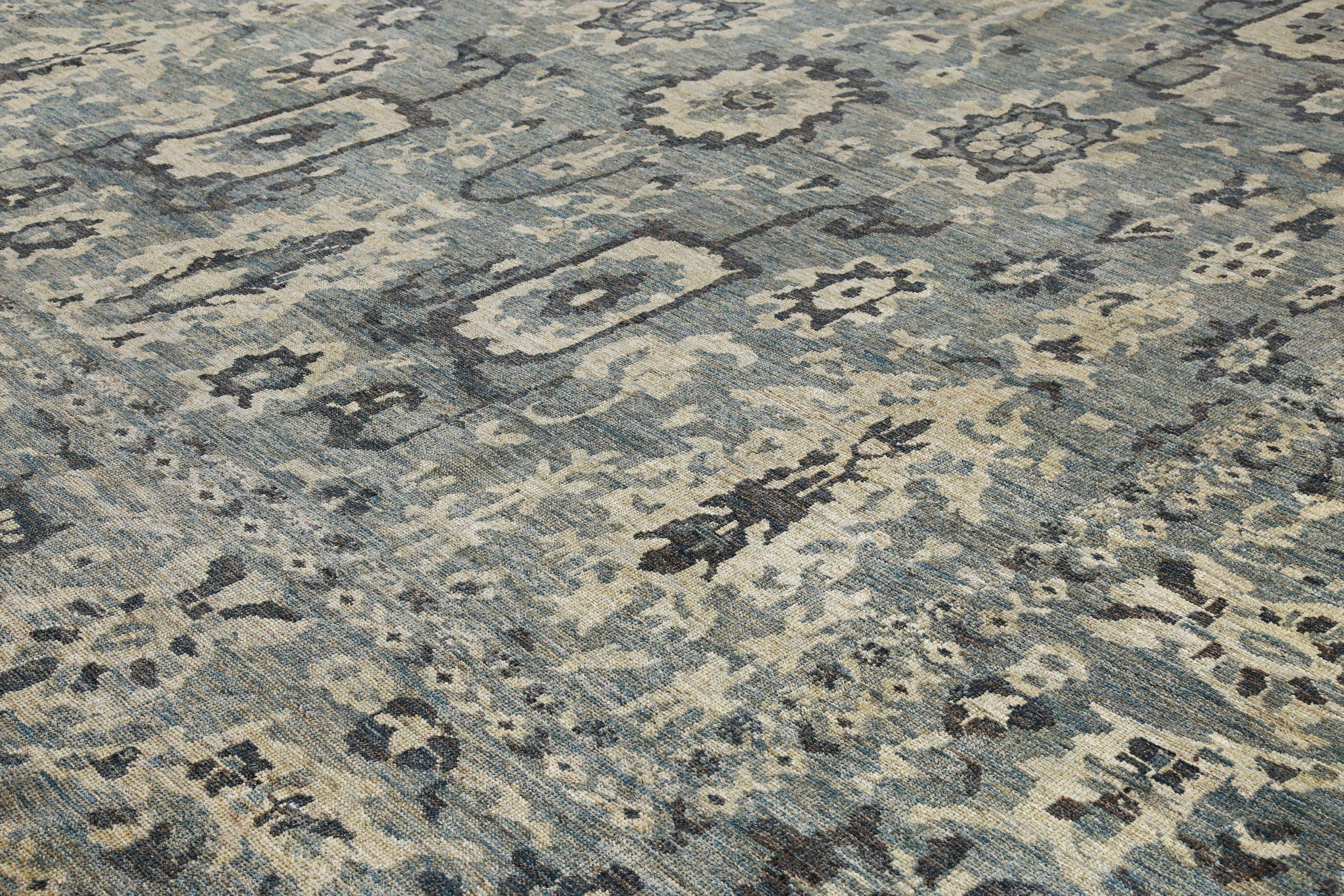 Persischer Sultanabad Übergroßer Teppich Circa 1990 - Wolle Grau Elfenbein Design - 89520 (Asiatisch) im Angebot