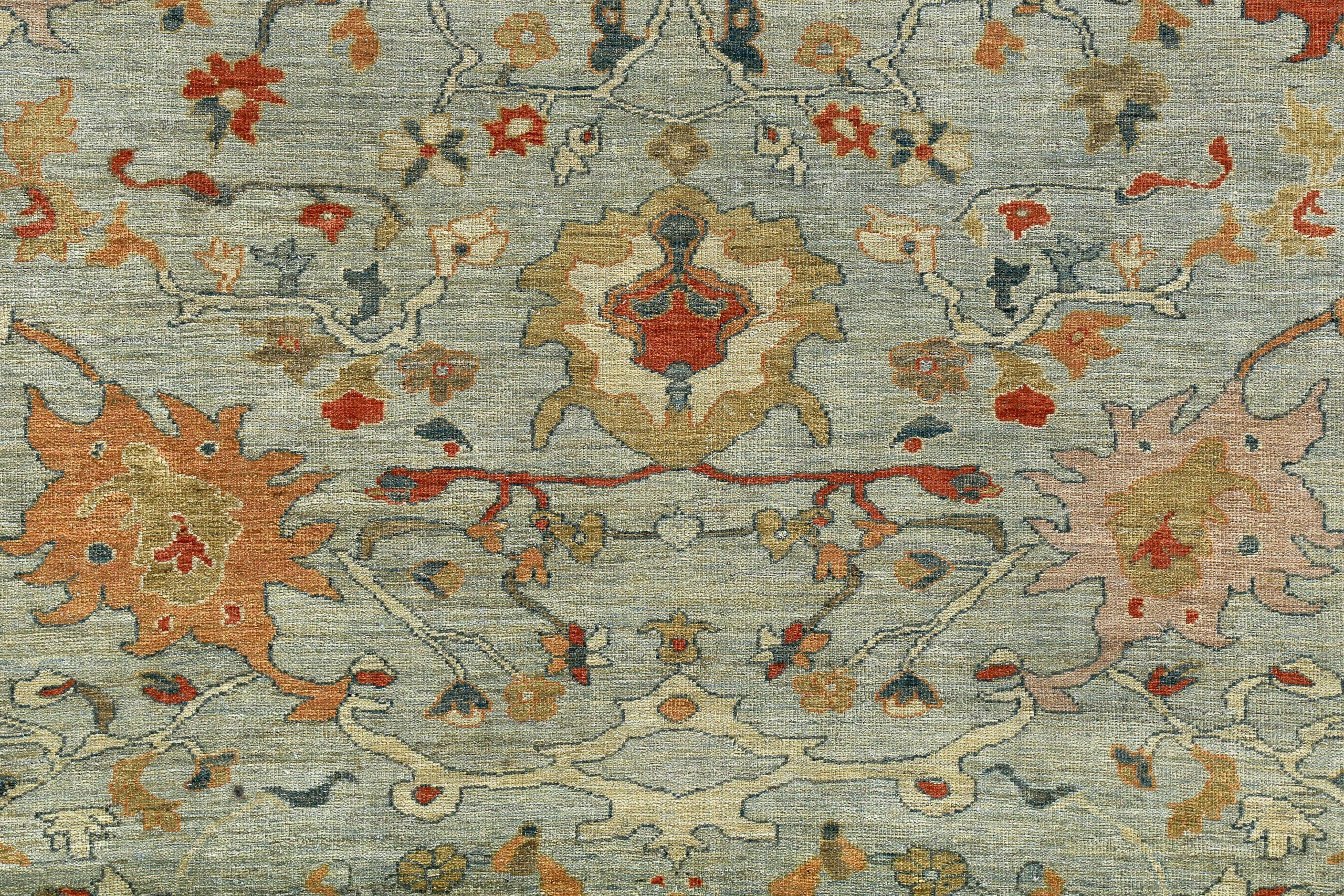 Persischer Sultanabad Over Size-Teppich aus Wolle in Übergröße Circa 1990 - Elfenbein, Hellblau, Rot, 89366 (Asiatisch) im Angebot