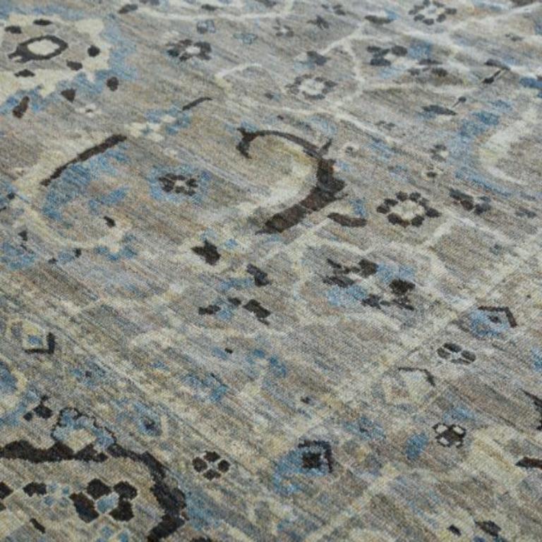 Iraqi Persian Sultanabad Over Size Rug - Wool Blue Ivory Taupe - 89413 For Sale