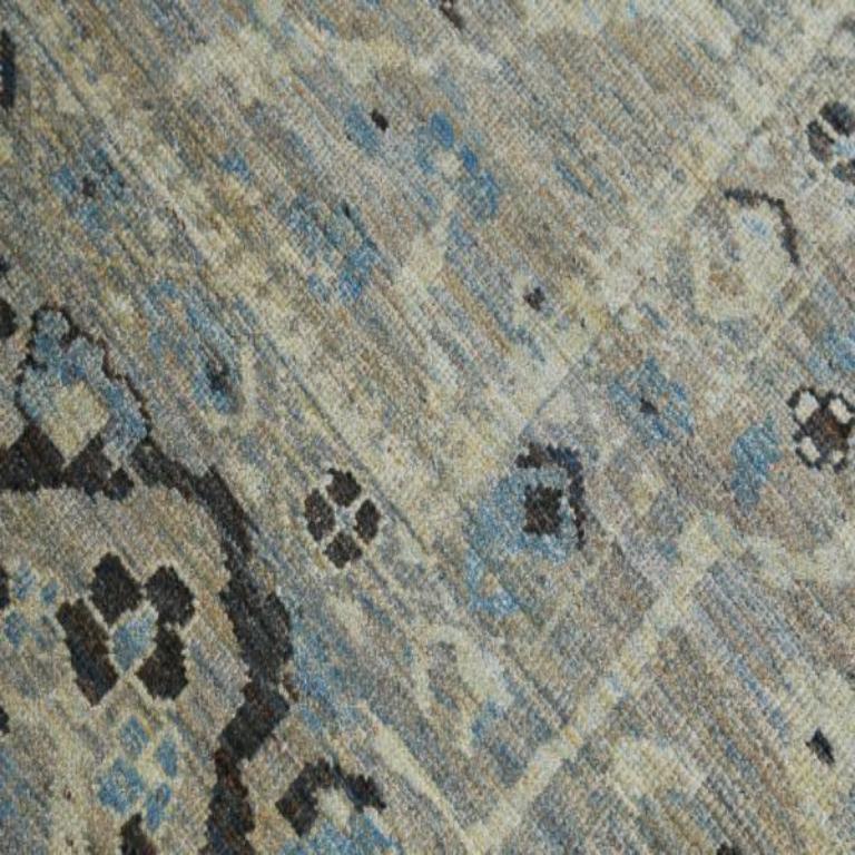 Persian Sultanabad Over Size Rug - Wool Blue Ivory Taupe - 89413 In Excellent Condition For Sale In Dallas, TX