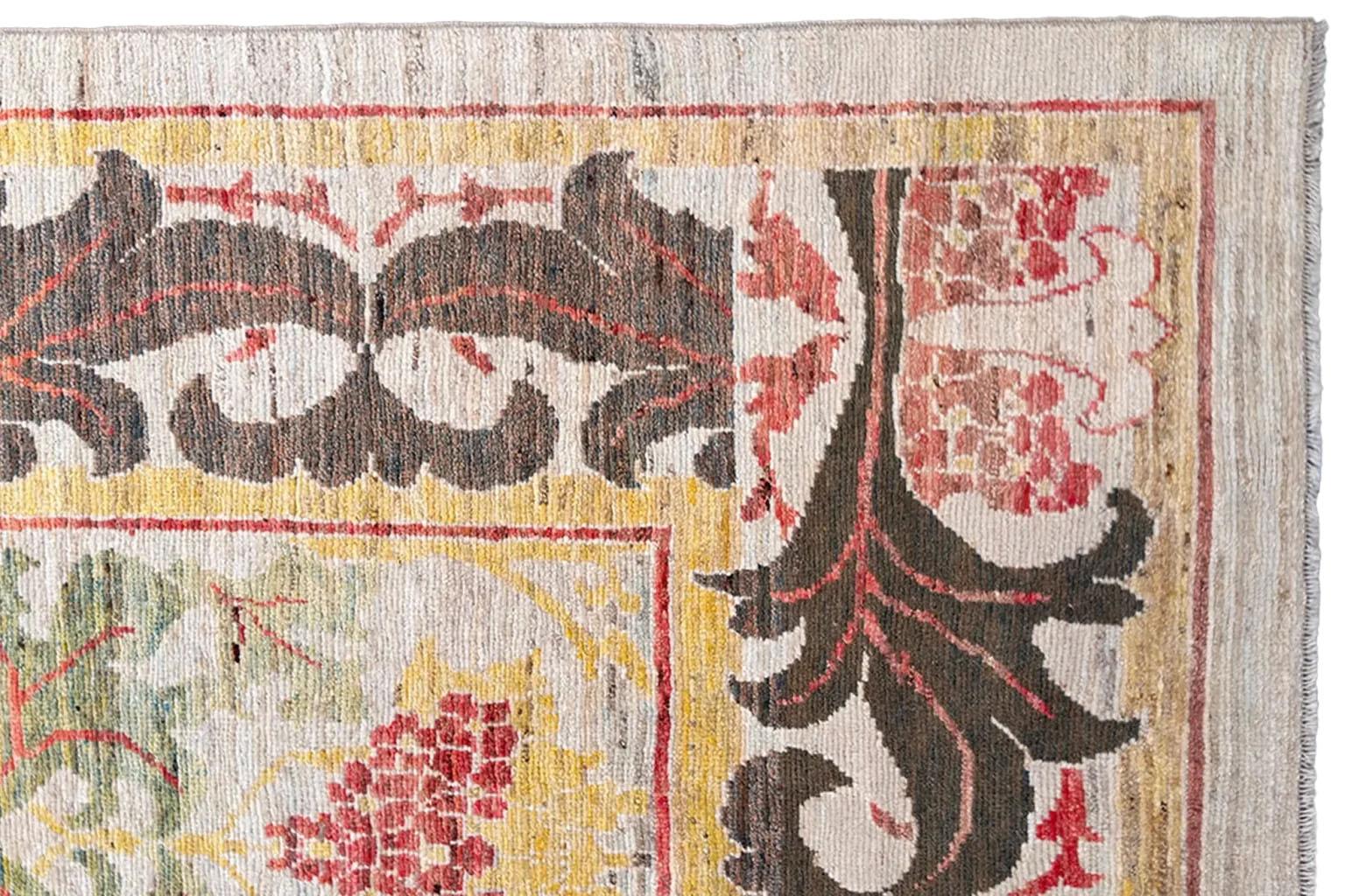 XX secolo Tappeto persiano Sultanabad Rugs - Lana Marrone Verde Avorio Rosso - 88236 in vendita