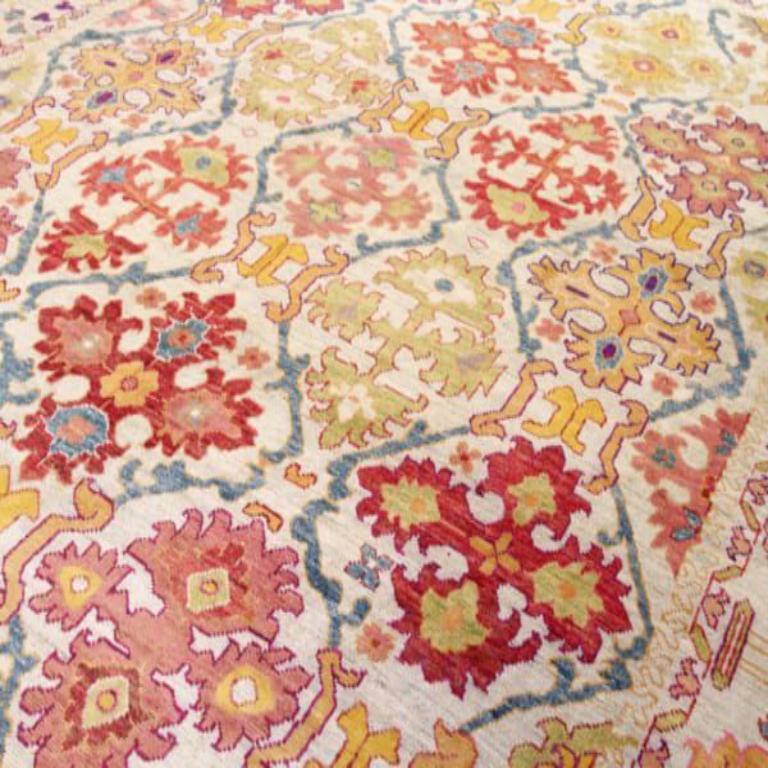 Iracheno Tappeto persiano Sultanabad Rugs - Lana Verde Avorio Rosa Rosso - 88238 in vendita