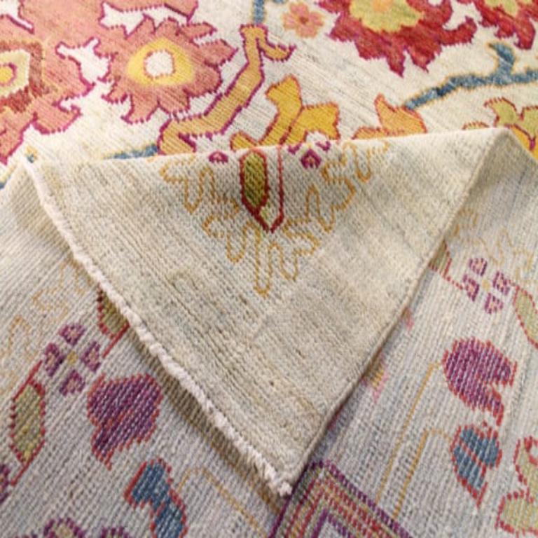 Tappeto persiano Sultanabad Rugs - Lana Verde Avorio Rosa Rosso - 88238 In condizioni ottime in vendita a Dallas, TX