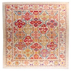 Persian Sultanabad Over Size Rug - Wool Green Ivory Pink Red - 88238
