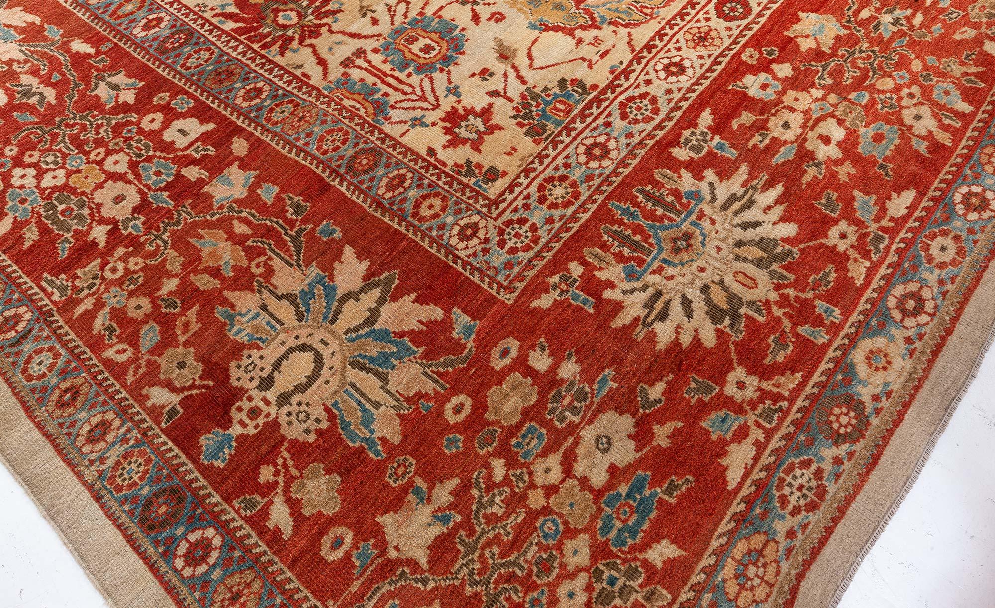  19th Century Persian Sultanabad red blue beige rug (size adjusted)
Size: 15'3