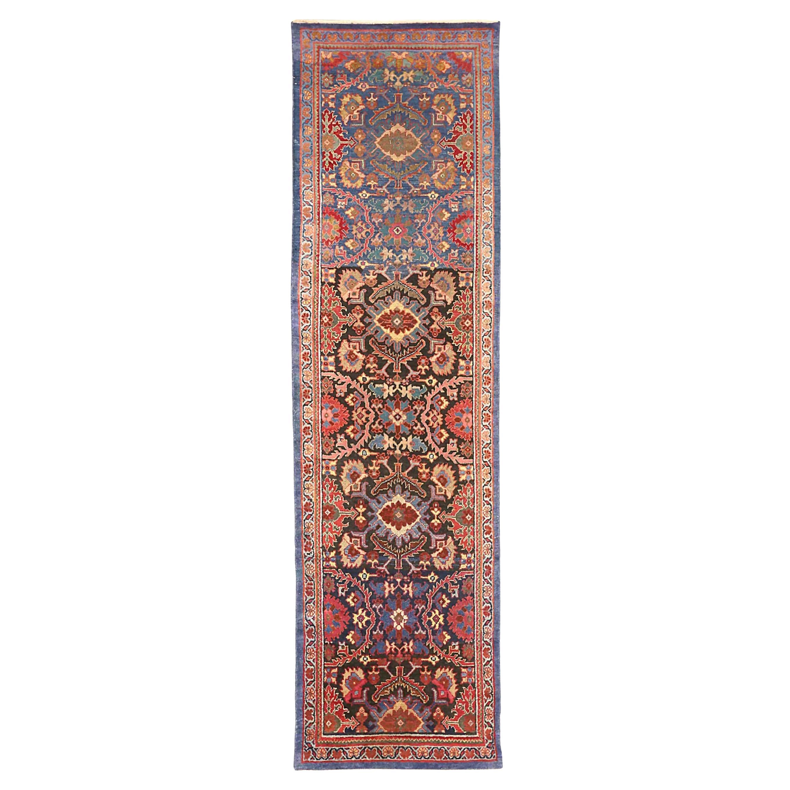 Tapis de course persan Sultanabad - Laine Bleu Brown Ivoire Rouge 72638