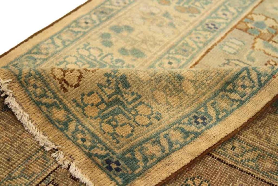 Asiatique Tapis de course persan Sultanabad Circa 1940 - Laine Bleu Vert Ivoire 73377 en vente