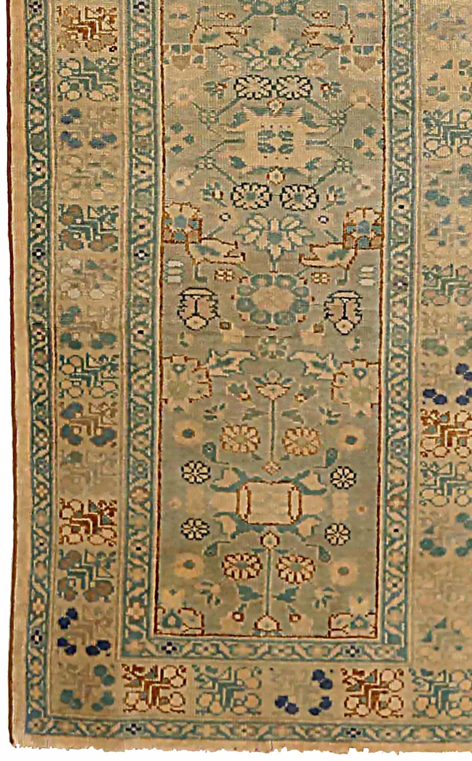 Persischer Sultanabad-Läufer aus Wolle, ca. 1940, Blau, Grün, Elfenbein, 73378 (Asiatisch) im Angebot