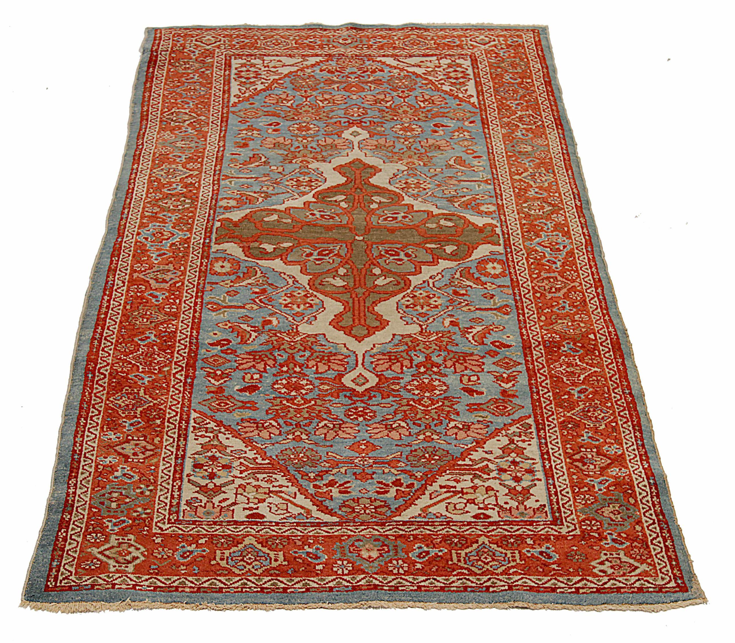 Discover the elegance of Persian Sultanabad featuring Small Rug in Circa 1910. Designed with Wool and BlueIvoryRed, this exclusive design is perfect for enhancing your space.