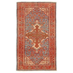 Persian Sultanabad Small Rug Circa 1910 - Wool Blue Ivory Red Design - 92416