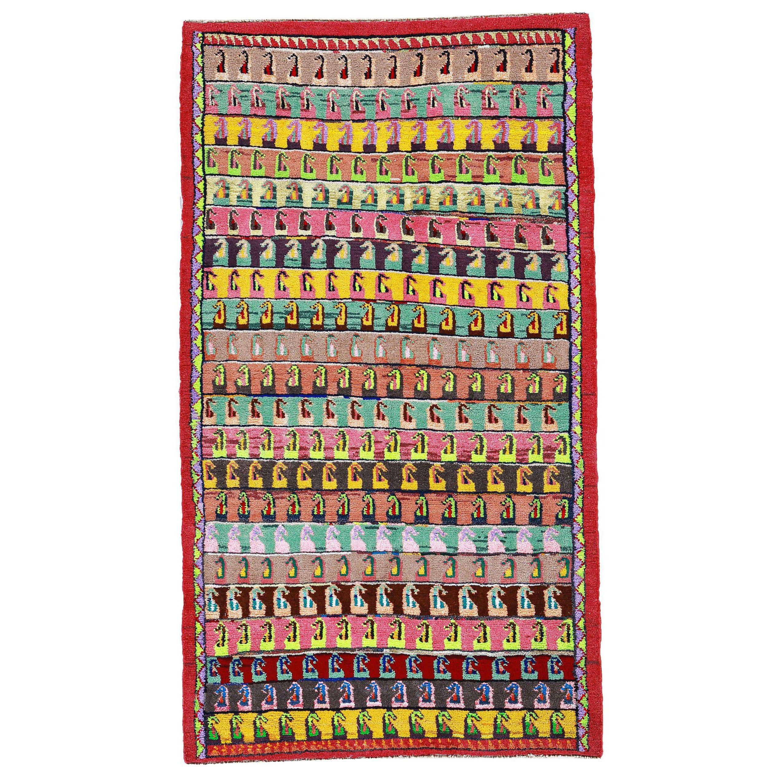 Persischer Sultanabad Kleiner Teppich - Wolle Grün Rosa Rot Gelb - 91221 im Angebot