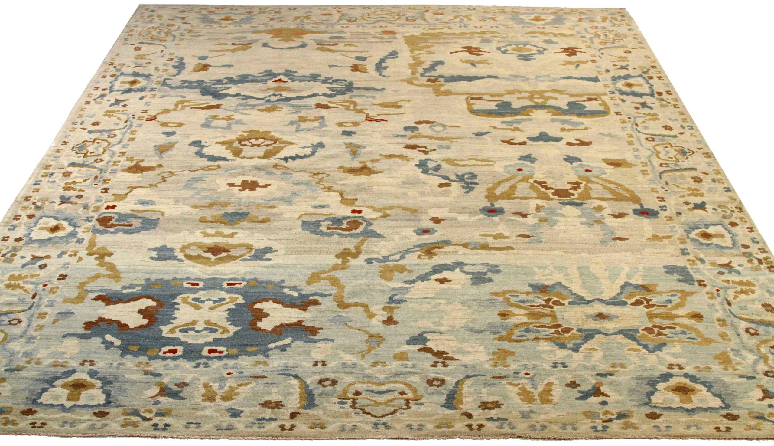 Discover the elegance of Persian Sultanabad featuring Square Area Rugs in Circa 1990. Designed with Wool and BlueIvoryYellow, this exclusive design is perfect for enhancing your space.