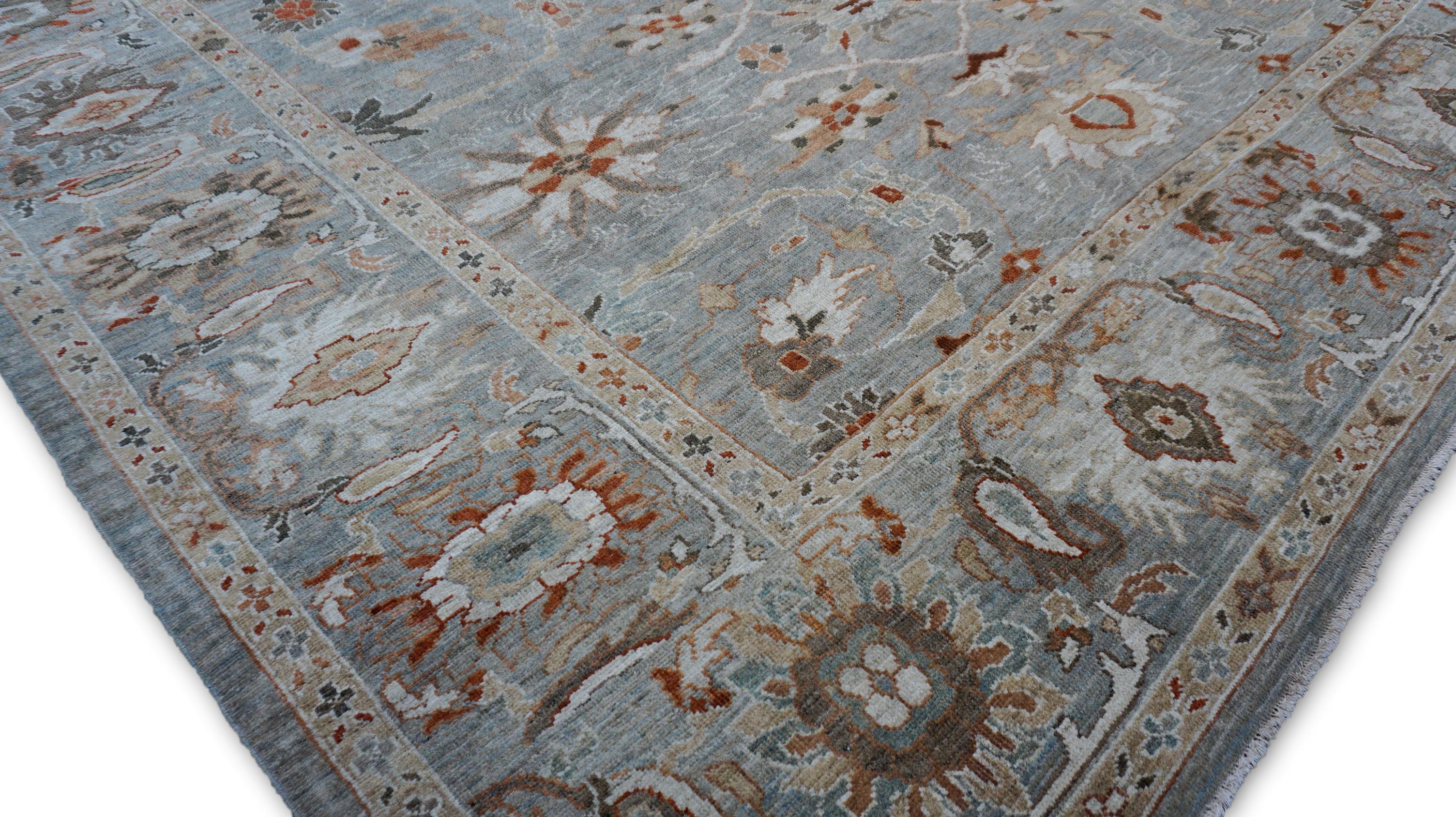 Persischer Sultanabad-Wollteppich in Hellbraun, Grau und Blau 9'10''x13'10'' (21. Jahrhundert und zeitgenössisch) im Angebot