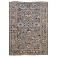 Persian Sultanabad Tan Gray Blue Wool Rug 9'10''x13'10''