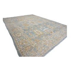 Vintage Persian Sultanabad Wool 10 x 14 Blue, Gold & Ivory Handmade Area Rug