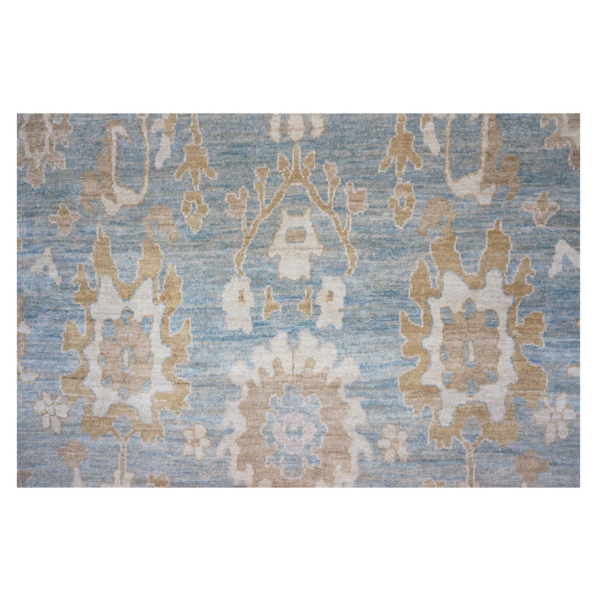 XXI secolo e contemporaneo Tappeto persiano Sultanabad Rugs in lana 10 x 14 blu, oro e avorio fatto a mano in vendita