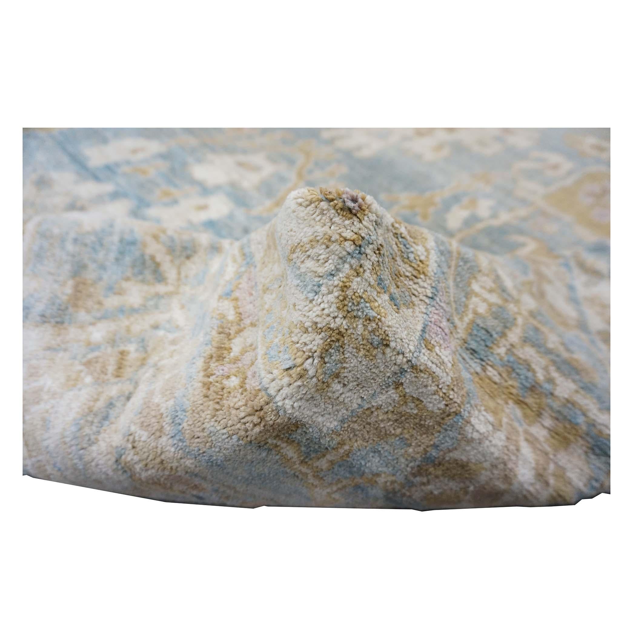 Tappeto persiano Sultanabad Rugs in lana 10 x 14 blu, oro e avorio fatto a mano in vendita 1