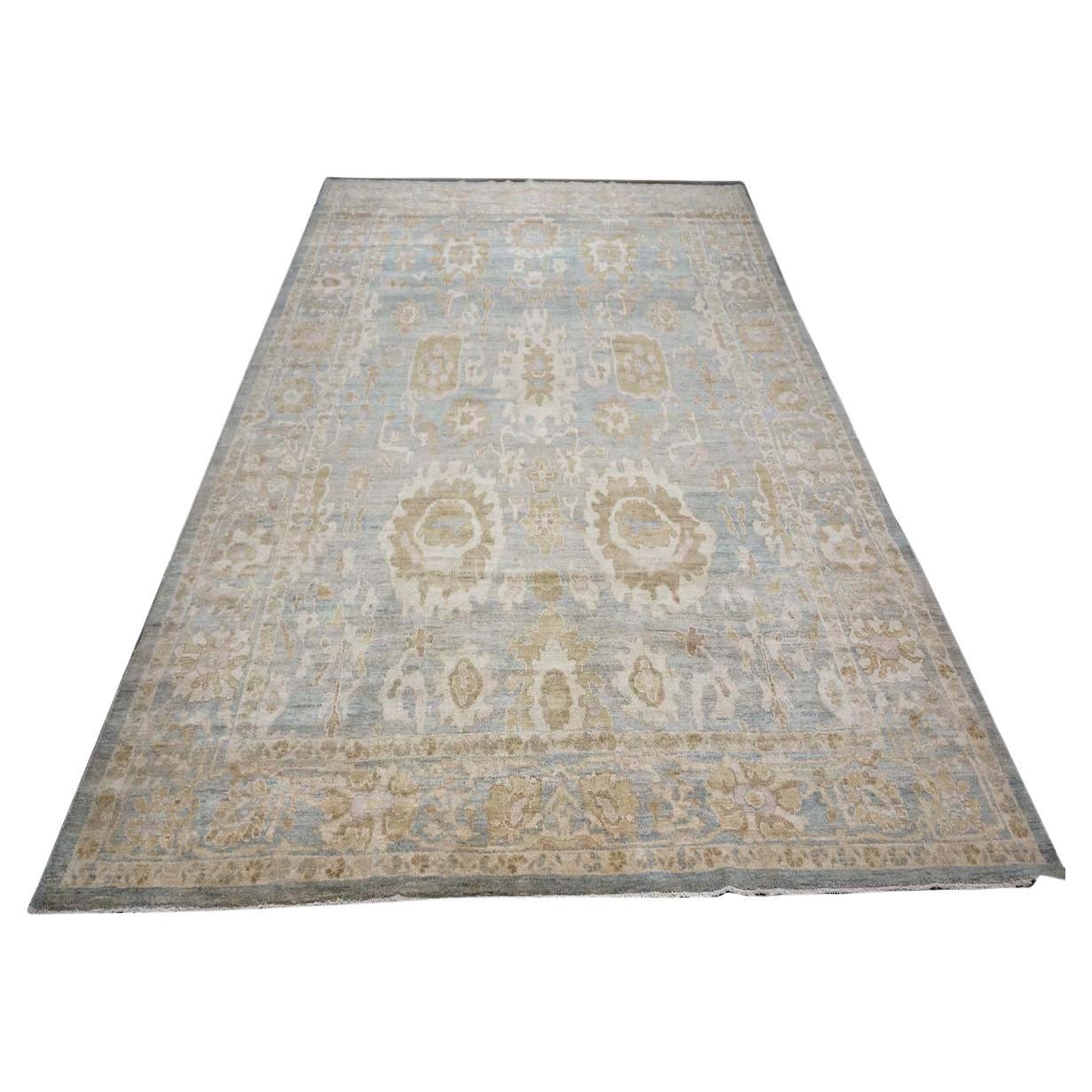 Persian Sultanabad Wool 10 x 14 Blue, Gold & Ivory Handmade Area Rug